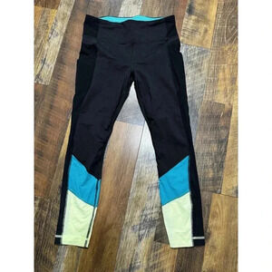 Lululemon Trail Bound 7/8 Tight size 8 Black / Blue Tropics / Clear Mint